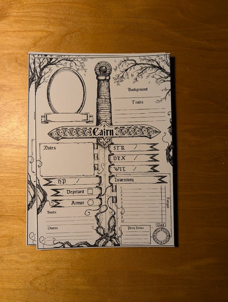 Character Sheets for Cairn Second Edition (10 pack)